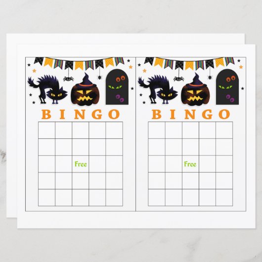 Papier Bingo d'halloween fou (Devant / Derrière)