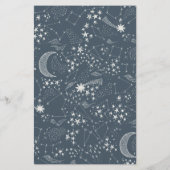 Papier Bingo du Baby shower de nuit bleu étoilé (Dos)