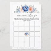 Papier Bingo Fête des mariées Blush Blue Slate Dusty (Devant / Derrière)