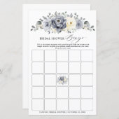 Papier Bingo Fête des mariées Boho d'hiver Silver Grey (Devant / Derrière)
