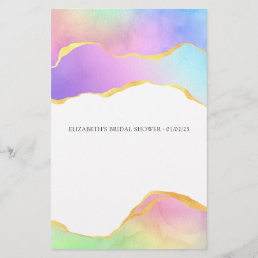 Papier Bingo Fête des mariées en pierre d'âge arc-en-ciel (Dos)