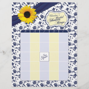 Papier Bingo Fête des mariées florale bleu de la Sunflowe