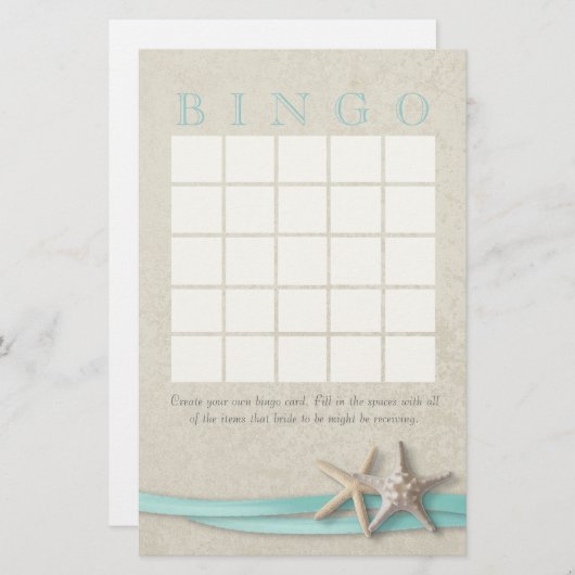 Papier Bingo Fête des mariées Starfish (Devant / Derrière)