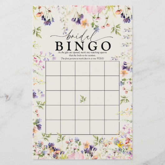 Papier Bingo fleur sauvage | Jeux (Devant)