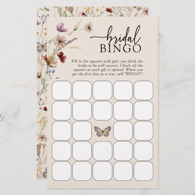 Papier Bingo floral (Devant / Derrière)