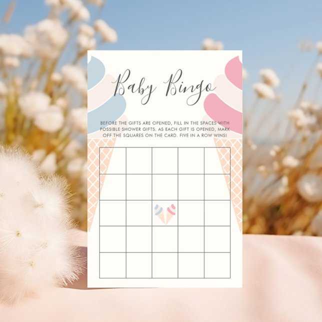 Papier Bingo Game Crème glacée Pastel Couleur Sexe Révéle (Créateur téléchargé)