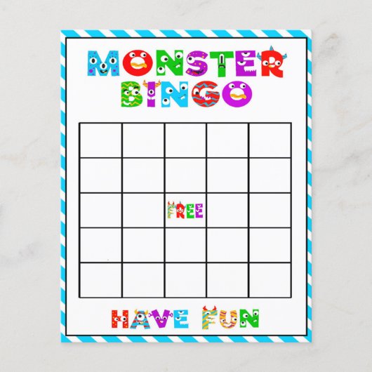 Papier Bingo Monster - jeu de baby shower (Devant)