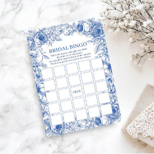 Papier Bingo nuptiale bleu floral