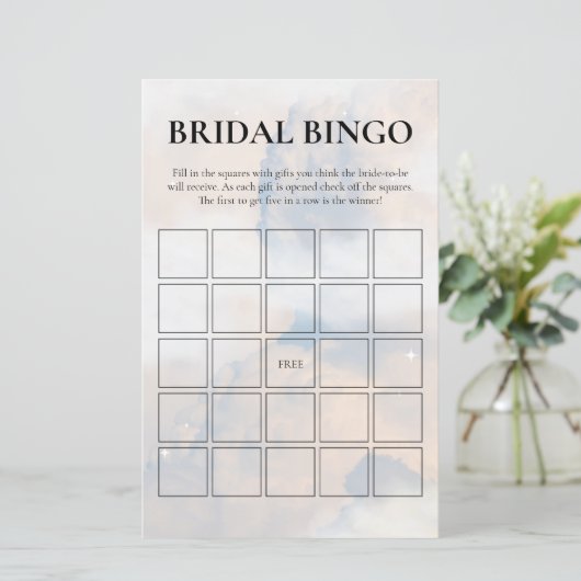 Papier Bingo nuptiale Elle est sur Cloud Nine (Debout devant)