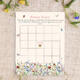 Papier Bingo nuptiale | Fleurs sauvages et papillons de B