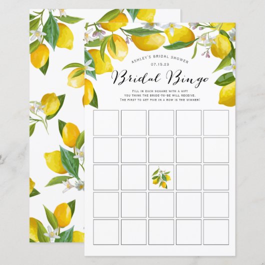 Papier Bingo nuptiale, Jeux de bingo de Fête des mariées  (Devant / Derrière)