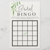 Papier Bingo nuptiale minimal Elégant Aquarelle verte (Devant)