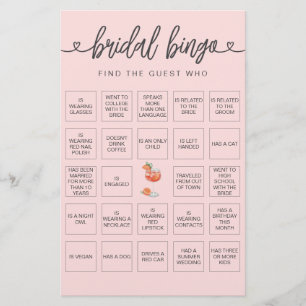 Papier Bingo nuptiale Trouvez le jeu de Fête des mariées 