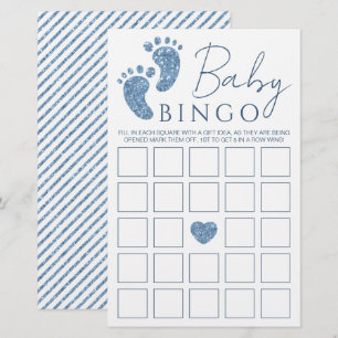 Papier Bingo Parties scintillant Bleue Bébé Pieds Baby sh
