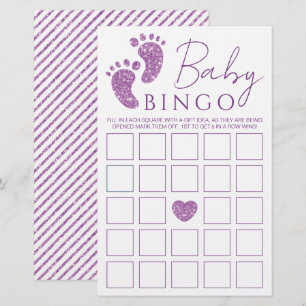 Papier Bingo Parties scintillant violet bébé Baby shower