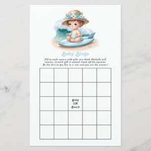 Papier Bingo pour Baby Shower sur le thème de la plage "B