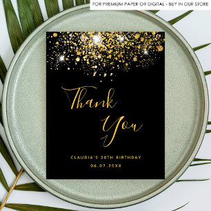 Papier Birthday 50 black gold budget thank you card