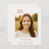 Papier Birthday ivory rose gold photo Save the Date card (Devant / Derrière)