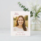 Papier Birthday ivory rose gold photo Save the Date card (Debout devant)