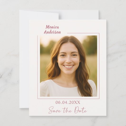 Papier Birthday ivory rose gold photo Save the Date card (Devant)