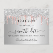 Papier Birthday silver rose gold glitter save the date (Devant)