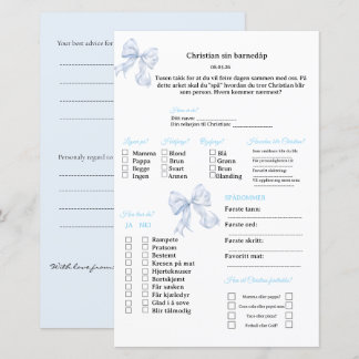 Papier Blå Sløyfe oracle card pour baptême/baby shower