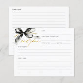 Papier Black and Gold Bow Bridal Shower Recipe Card (Devant / Derrière)