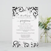 Papier Black and White Festive Swirl Wedding Program (Debout devant)