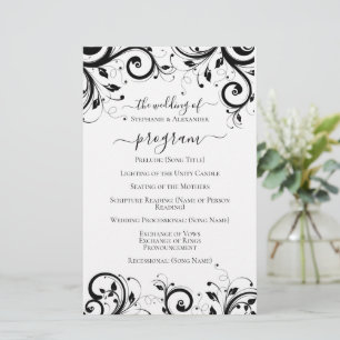 Papier Black and White Festive Swirl Wedding Program