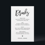 Papier Black Bold Modern Calligraphy Mariage Boissons Men<br><div class="desc">Ajoutez ces cartes de menu de boissons personnalisables à votre paysage de table d'évènement. Il présente une calligraphie moderne et une typographie simple en noir. Cette carte de menu du bar calligraphie moderne est parfaite pour les mariages,  les douches nuptiales,  les baby showers,  et bien plus encore.</div>