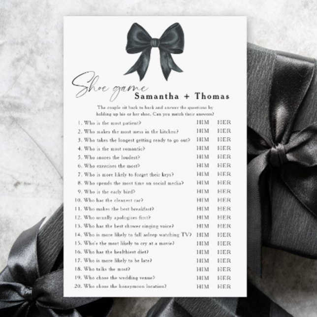 Papier Black bow bridal shower Shoe game (Créateur téléchargé)