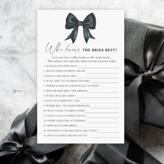 Papier Black Bow Fête des mariées Qui connaît le mieux la