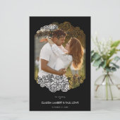 Papier Black Budget Nice Floral Frame Wedding Photo (Debout devant)