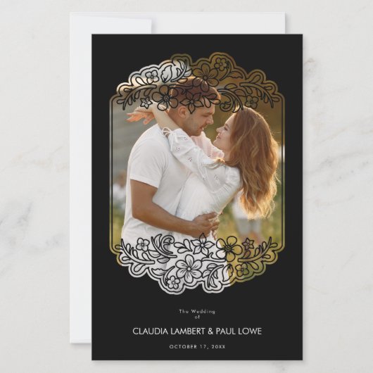 Papier Black Budget Nice Floral Frame Wedding Photo (Devant)