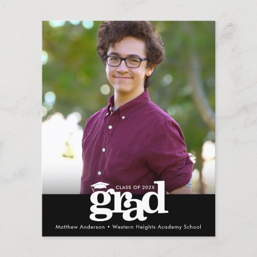 Papier Black Budget Photo Graduation Audacieux Invitation (Devant)