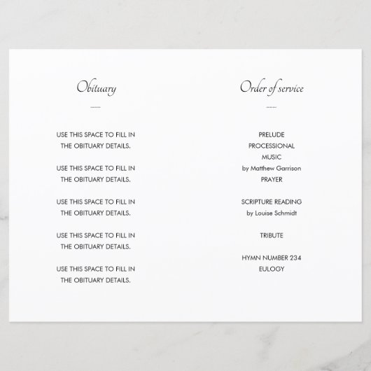 Papier Black Celebration of Life Funeral Program Photo (Dos)