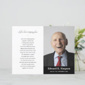 Papier Black Celebration of Life Funeral Program Photo (Debout devant)