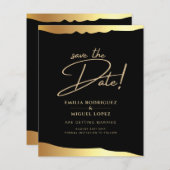 Papier Black Cravate Mariage Gold Foil Script Élégant évé (Devant / Derrière)