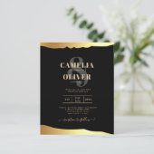 Papier Black Cravate Mariage Gold Foil Script Élégant évé (Debout devant)