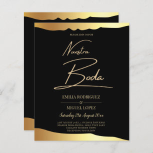 Papier Black Cravate Mariage Gold Foil Script Élégant évé