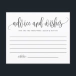 Papier Black Cute Calligraphie Mariage Conseils et souhai<br><div class="desc">Demandez aux clients de donner leurs conseils et leurs souhaits avec cette carte de conseil personnalisable. Il dispose d'une calligraphie moderne noire et d'un motif fantaisiste confetti. Personnalisez en ajoutant vos propres détails. Vous pouvez également modifier l'image arrière en une photo ou toute autre image. Cette carte de conseil et...</div>