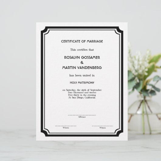 Papier Black Deco frame keepsaké certificat de fin ecru (Debout devant)