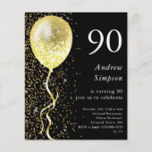 Papier Black & Gold 90e anniversaire Invitation budgétair (Devant)