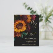 Papier Black & Gold Fall Floral Wedding Enregistrer la da (Debout devant)