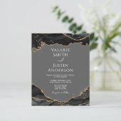 Papier Black Gold Glitter Agate Wedding Invitation (Debout devant)