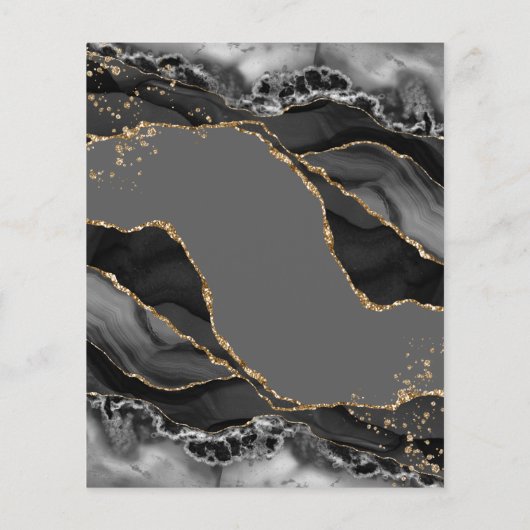 Papier Black Gold Glitter Agate Wedding Invitation (Dos)
