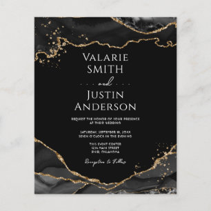 Papier Black Gold Glitter Agate Wedding Invitation