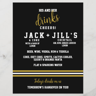 Papier Black Gold moderne Sporty Son Mariage Boissons