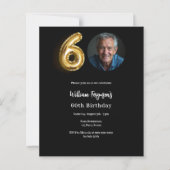 Papier Black gold photo 60e anniversaire invitation (Devant)