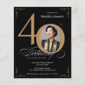 Papier Black Gold Photo Budget 40e anniversaire Invitatio (Devant)
